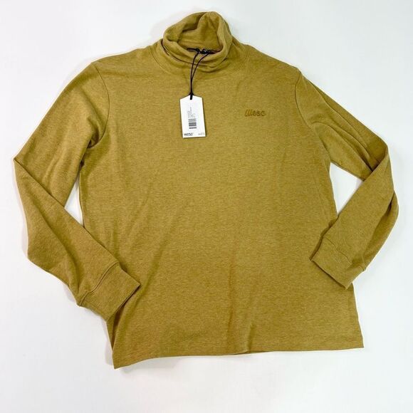Wesc Shirt Mens Medium Turtleneck Mustard Yellow Stretch Long Sleeve Unisex - Picture 1 of 11